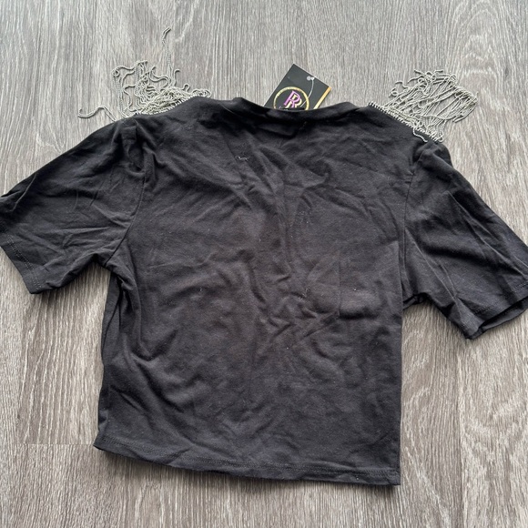 NWT Deadstock Y2K Motorcycle V Neck Baby Tee with Silver Tassels Size Small - Picture 8 of 11